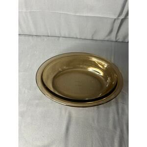 Vintage Anchor Hocking Amber Glass Pie Plate 9"